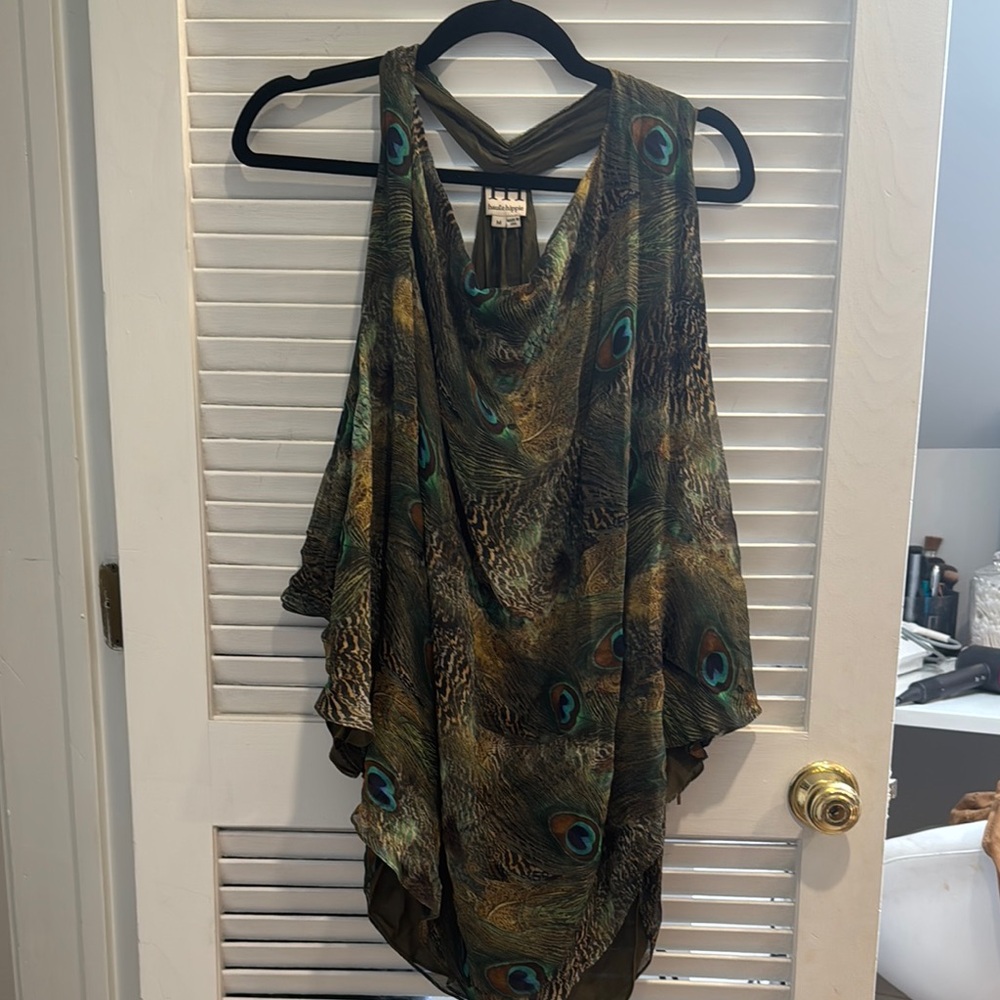 Haute Hippie Multicolor Peacock Print Blouse